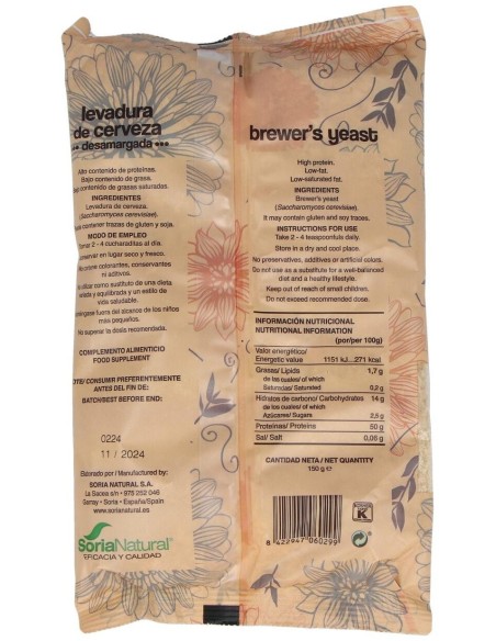 Levadura De Cerveza Desamargada 150Gr. de Soria Natural