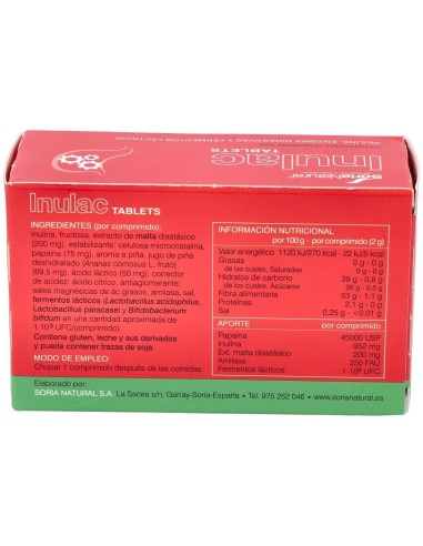 Inulac Tabletas 30Comp. de Soria Natural