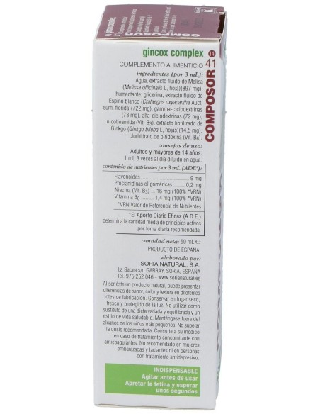 Composor 41 Gincox Complex Xxi 50Ml. de Soria Natural
