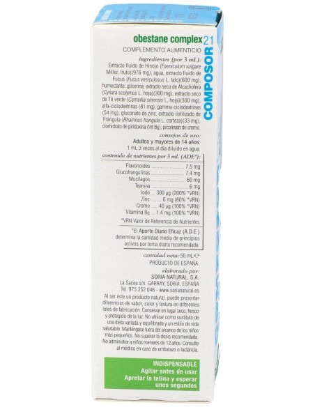 Composor 21 Obestane Complex Xxi 50Ml. de Soria Natural