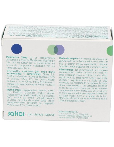 Melatonina Sleep 60Comp.Mast. de Sakai