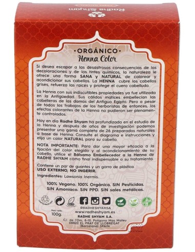 Henna Polvo Cobre Natural 100Gr de Radhe Shyam