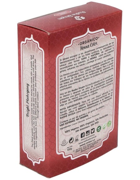 Henna Polvo Caoba Luminoso 100Gr. de Radhe Shyam