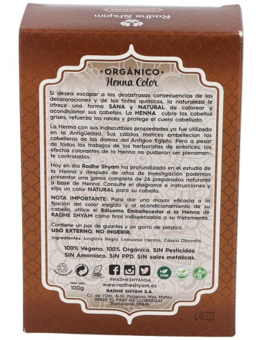 Henna Polvo Castaño Claro 100Gr. de Radhe Shyam