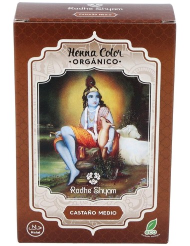 Henna Polvo Castaño Medio 100Gr. Eco de Radhe Shyam