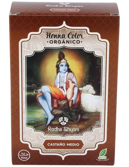 Henna Polvo Castaño Medio 100Gr. Eco de Radhe Shyam