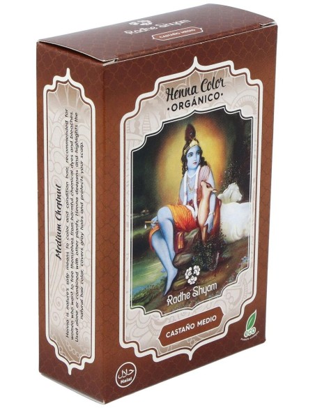 Henna Polvo Castaño Medio 100Gr. Eco de Radhe Shyam