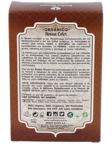 Henna Polvo Castaño Medio 100Gr. Eco de Radhe Shyam