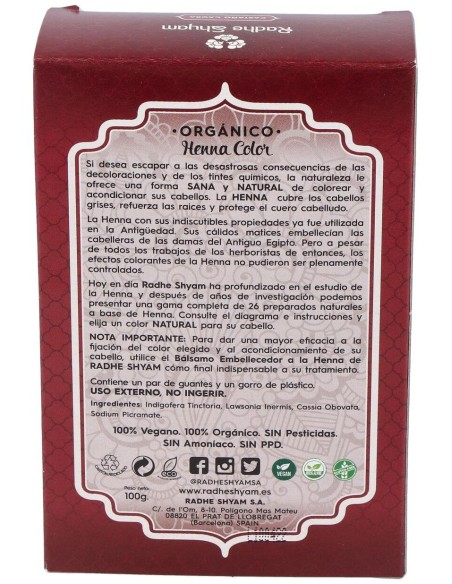 Henna Polvo Castaño Caoba 100Gr. de Radhe Shyam