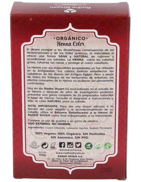 Henna Polvo Super Caoba Oscuro 100Gr. de Radhe Shyam