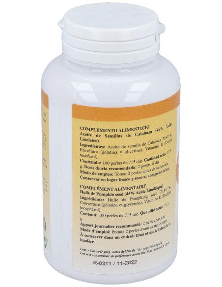 Cucurpol (Aceite de Calabaza) 100 Perlas de 705 Mg de Plantapol