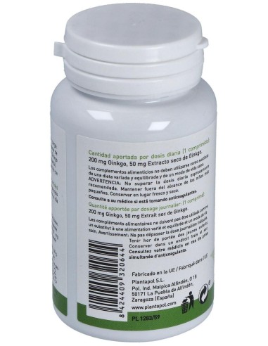 Ginkgo Biloba 600Mg. 100Comp. de Plantapol