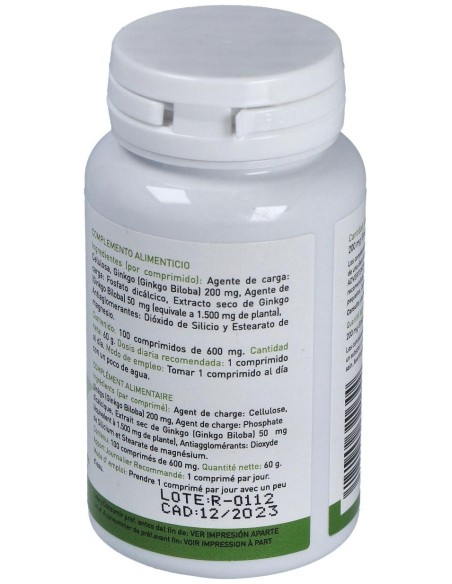 Ginkgo Biloba 600Mg. 100Comp. de Plantapol