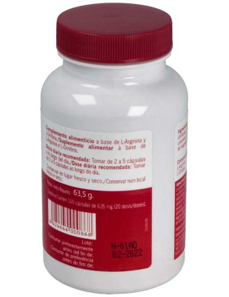 L-Arginina L-Ornitina 500Mg. 100Cap. de Nutrisport