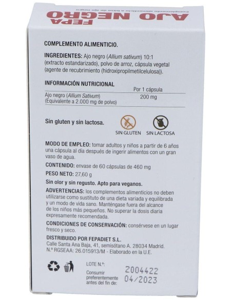 Fepa-Ajo Negro 2000Mg. 60Cap. de Fepadiet