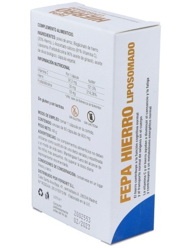 Fepa-Hierro Liposomado 30Mg. 60Cap. de Fepadiet