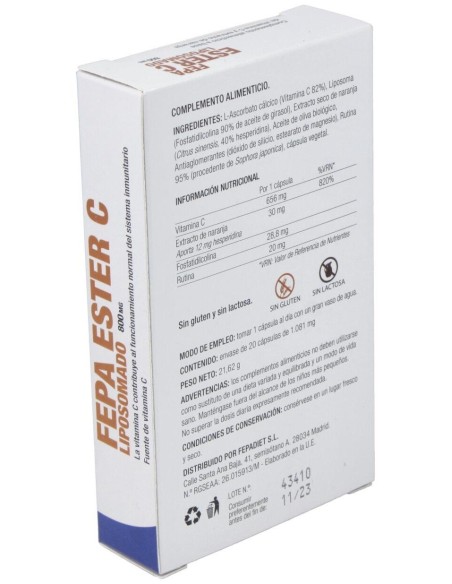Fepa-Ester C 800Mg. Liposomado 20Cap. de Fepadiet