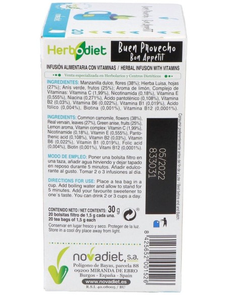 Herbodiet Inf. Buen Provecho 20Filtros de Novadiet