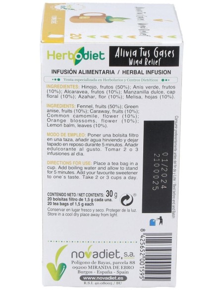 Herbodiet Inf. Alivia Tus Gases 20Filtros de Novadiet