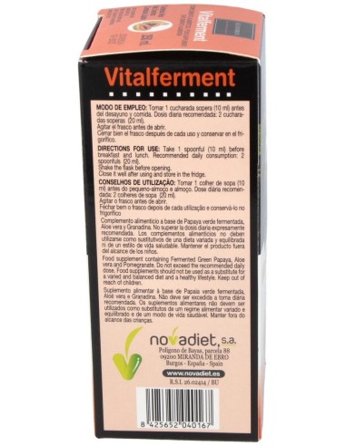 Vitalferment (Papaya Fermentada) 250Ml. de Novadiet