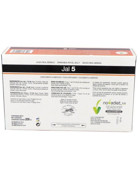 Jal-5 Viales Envase de 20 viales de 10 ml. de Novadiet