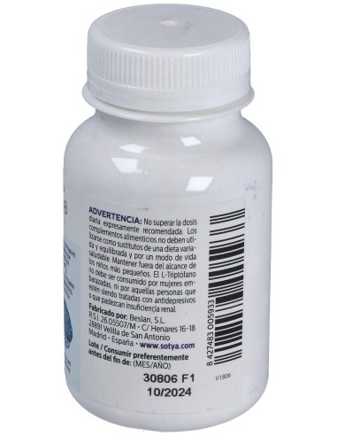 Melatonina Complex  Magnesio+L-Triptofano+Vitamina B6 550Mg Cáps. 60U de Sotya