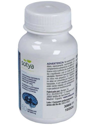 Melatonina Complex  Magnesio+L-Triptofano+Vitamina B6 550Mg Cáps. 60U de Sotya