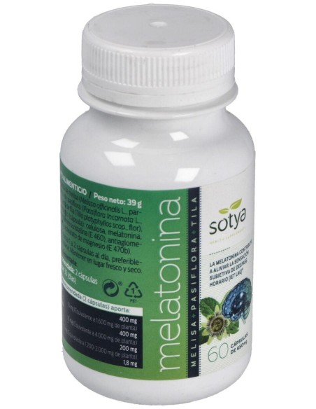 Melatonina  Melisa+Pasiflora+Tila 650Mg Cáps.60U de Sotya