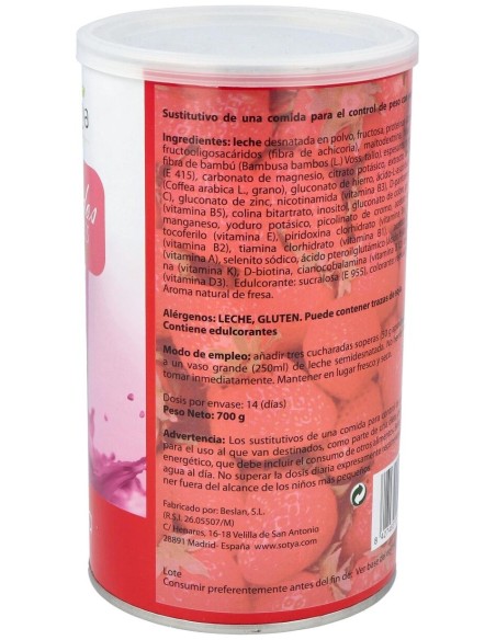Batido Saciante Fresa 700Gr. de Sotya