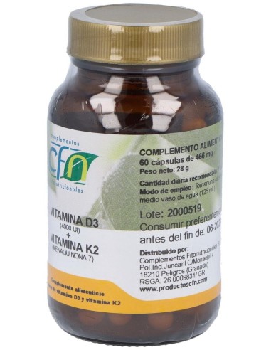 Vitamina D3+K2 60Cap. de Cfn