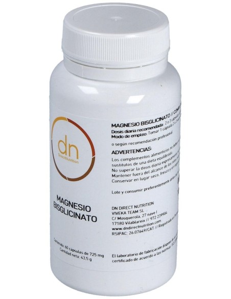 Magnesio Bisglicinado 60Vcap. de Direct Nutrition