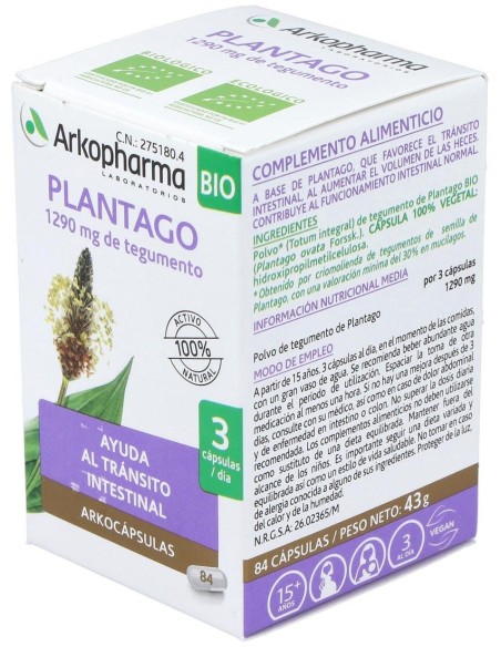 Plantago 84Arkocapsulas. Bio de Arkopharma