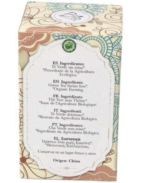 Te Verde Sin Teina Infusion 20Bolsitas. Bio de Artemis Bio