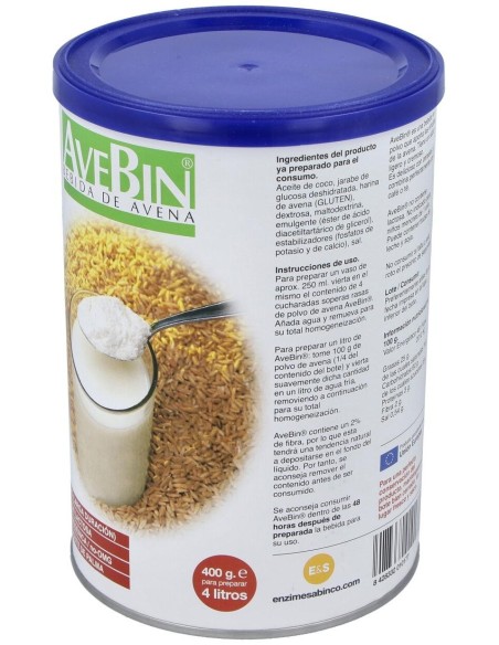 Bebida De Avena Avebiin Polvo 400 Gr de Enzime - Sabinco