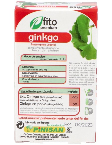 Fito Premium Ginkgo 30Cap. de Pinisan