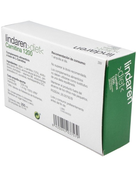 Lindaren Diet Carnitina 1200 20Amp. de Artesania