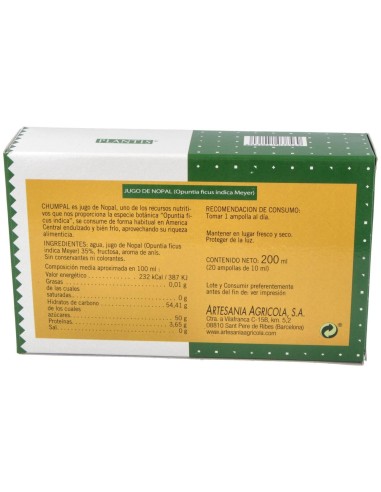 Chumpal  Nopal Plantis 20X10Ml de Artesania