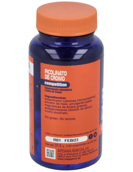 Cromo Picolinato 100µg. 125Comp. de Mega Plus