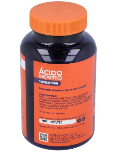 Acido D-Aspartico 120Comp. de Mega Plus