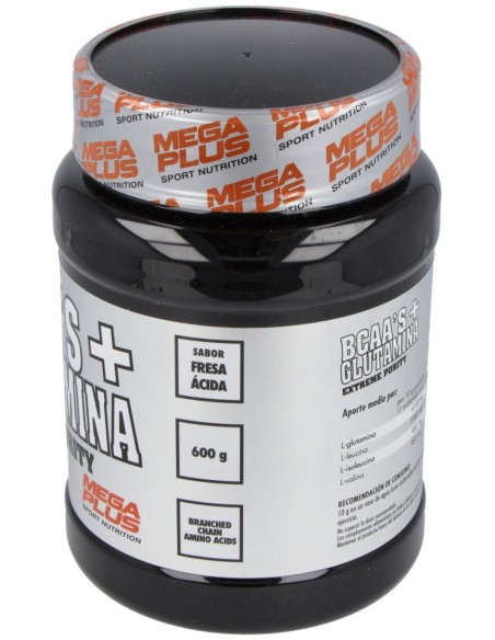 Bcaa+Glutamina Sabor Fresa 600Gr. Extreme Purity de Mega Plus