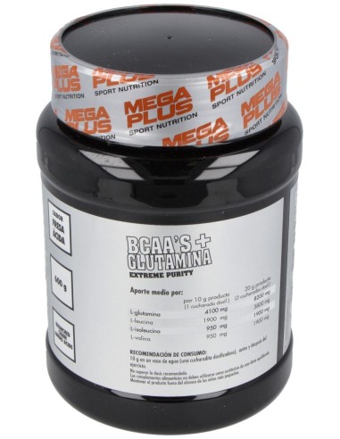 Bcaa+Glutamina Sabor Fresa 600Gr. Extreme Purity de Mega Plus