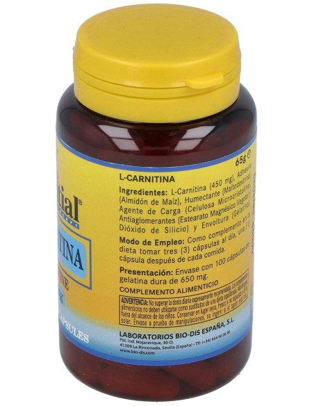 L-Carnitina 450Mg. 100Cap. de Nature Essential