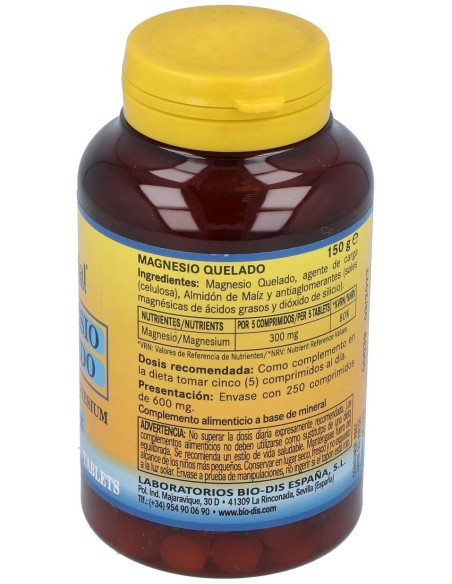 Magnesio Quelado 300Mg. 250Comp. de Nature Essential