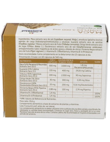 Maca Complex 3000Mg. 60Cap. de Nature Essential