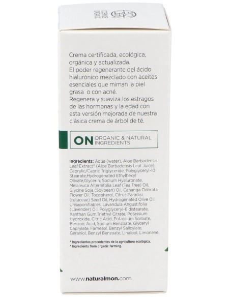 Crema Facial Arbol Del Te Y Ac. Hialur. 50Ml. Bio de Mondeconatur