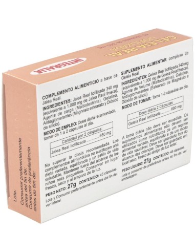 Jalea Real Liofilizada 300Mg. 45Cap. de Integralia