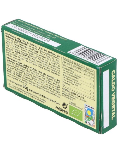 Caldo Vegetal Eco Con Sal Marina Natural 6Pastilla de Integralia