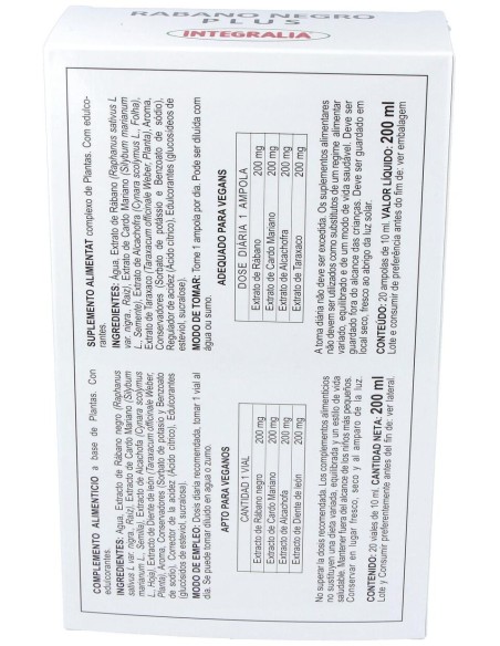 Rabano Negro Plus 20Viales de Integralia