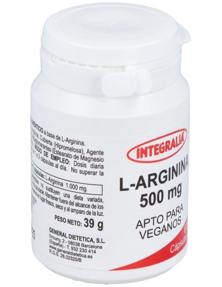L-Arginina 500Mg. 60Cap. de Integralia