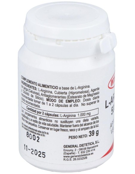 L-Arginina 500Mg. 60Cap. de Integralia
